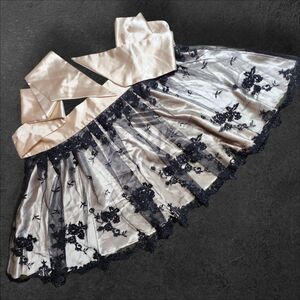 Heavenly Hostess Glam Apron Black Lace Overlay Satin Waistband Vintage Inspired